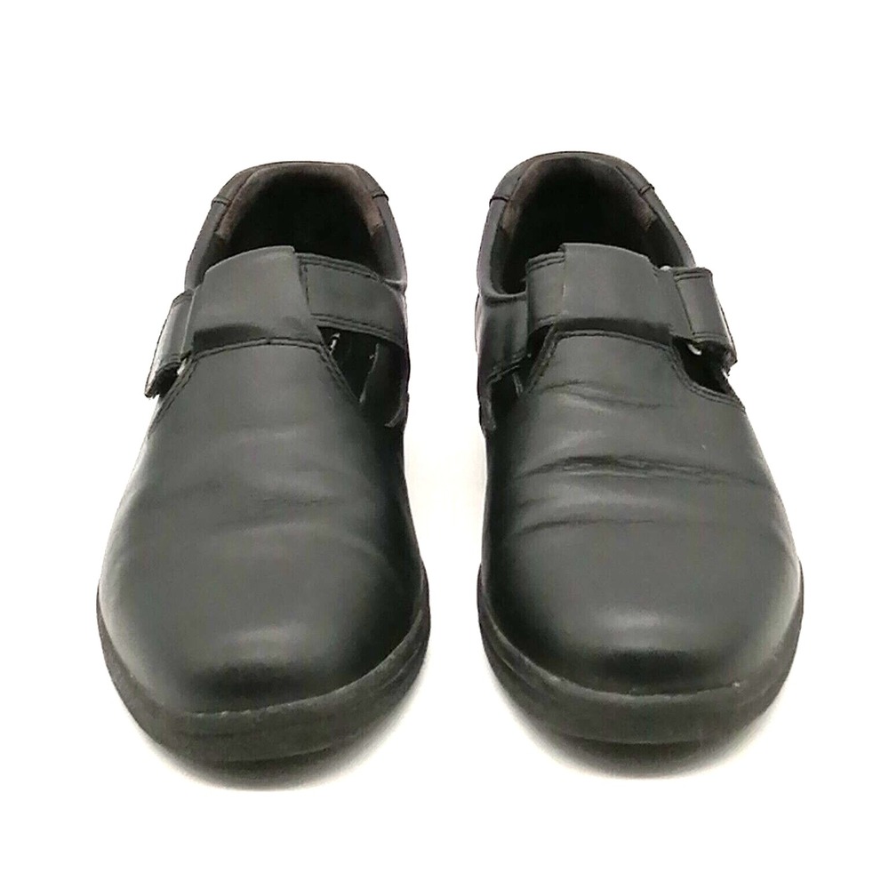 Dr. Scholl's Shoes Womens Loafer Macy Black Leather Hook Loop Strap 7.5 Wide